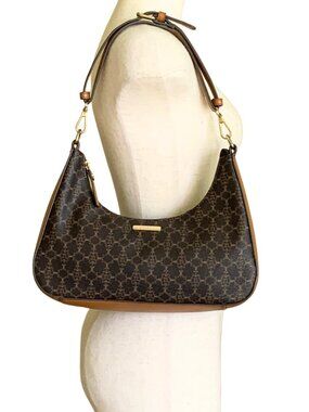 Nanette Lepore Brown and Tan Monogram Hobo Shoulder Bag Small